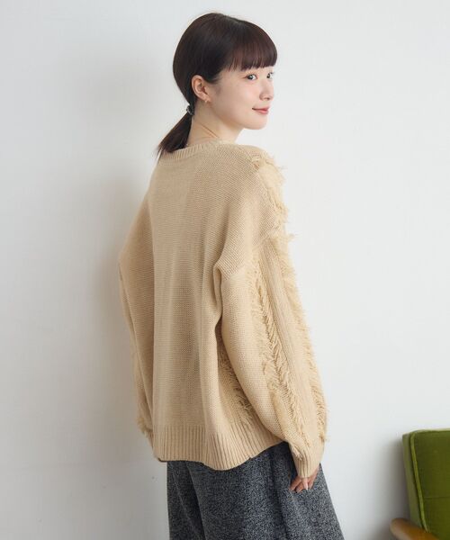 RETRO GIRL（レトロガール）の「ミックスフリンジNTPO（ニット/セーター・レディース・ナチュラル/ブルー/ブラウン・FREE）」の10枚目の写真