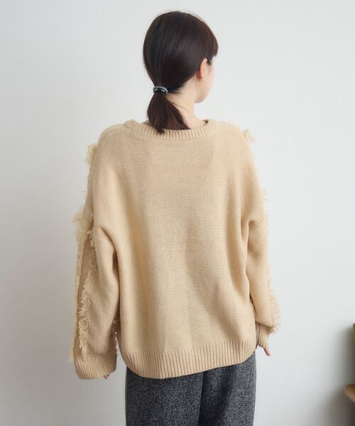 RETRO GIRL（レトロガール）の「ミックスフリンジNTPO（ニット/セーター・レディース・ナチュラル/ブルー/ブラウン・FREE）」の11枚目の写真