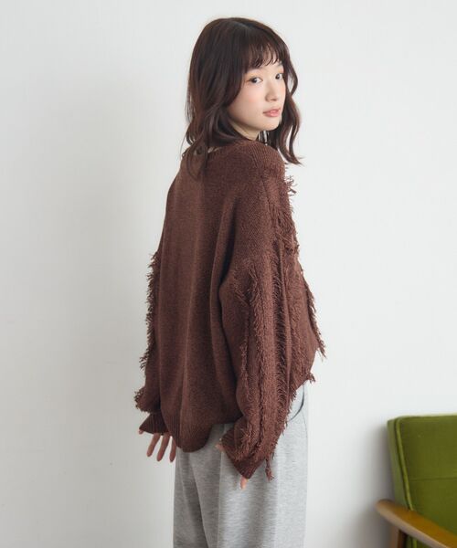 RETRO GIRL（レトロガール）の「ミックスフリンジNTPO（ニット/セーター・レディース・ナチュラル/ブルー/ブラウン・FREE）」の18枚目の写真