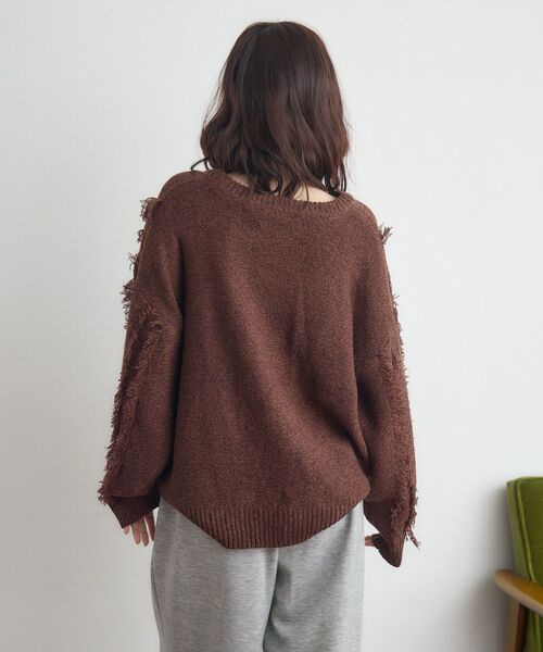 RETRO GIRL（レトロガール）の「ミックスフリンジNTPO（ニット/セーター・レディース・ナチュラル/ブルー/ブラウン・FREE）」の19枚目の写真