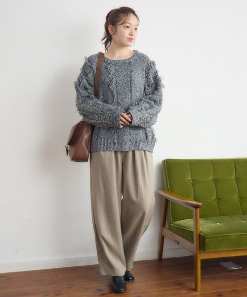 RETRO GIRL（レトロガール）の「ミックスフリンジNTPO（ニット/セーター・レディース・ナチュラル/ブルー/ブラウン・FREE）」の21枚目の写真