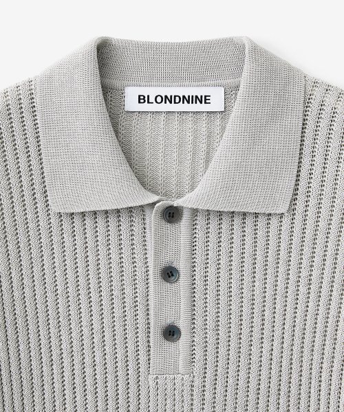 BLOND9(ブロンドナイン)の「コットンリブカラ半袖ニット_グレー(ニット/セーター・メンズ・グレー・X-SMALL/SMALL/MEDIUM/LARGE/X-LARGE/XX-LARGE)」の3枚目の写真