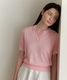 LINE COLLAR KNIT_PINK