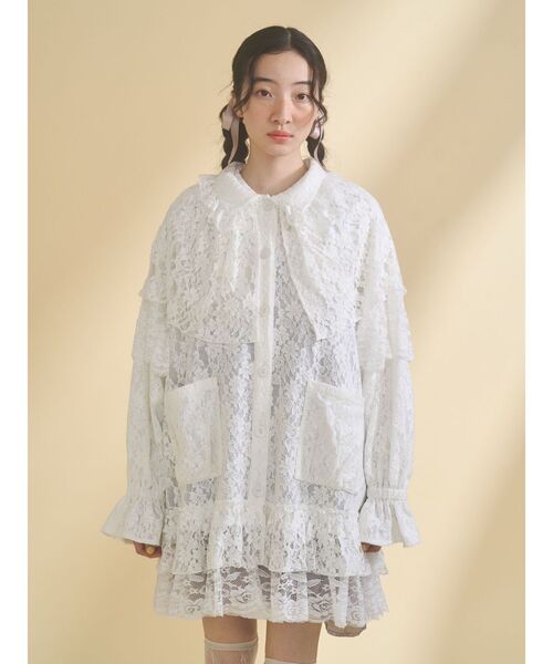 merry jenny（メリージェニー）の「レースケープジャケット（テーラードジャケット・レディース・オフホワイト/ブラック・FREE）」の6枚目の写真