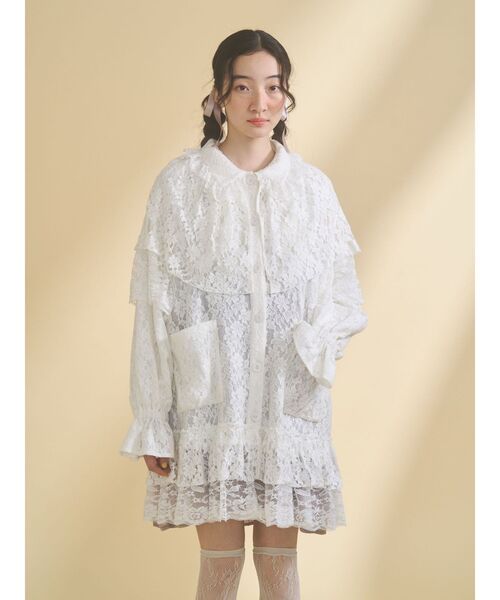 merry jenny（メリージェニー）の「レースケープジャケット（テーラードジャケット・レディース・オフホワイト/ブラック・FREE）」の7枚目の写真