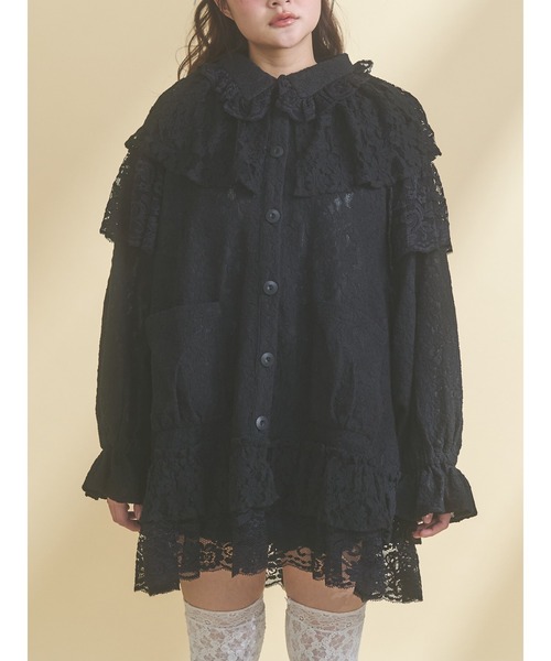 merry jenny(メリージェニー)の「レースケープジャケット(テーラードジャケット・レディース・オフホワイト/ブラック・FREE)」の1枚目の写真