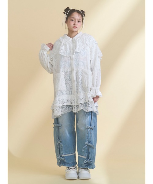 merry jenny(メリージェニー)の「レースケープジャケット(テーラードジャケット・レディース・オフホワイト/ブラック・FREE)」の4枚目の写真