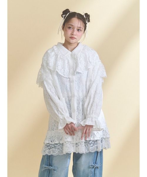 merry jenny(メリージェニー)の「レースケープジャケット(テーラードジャケット・レディース・オフホワイト/ブラック・FREE)」の5枚目の写真