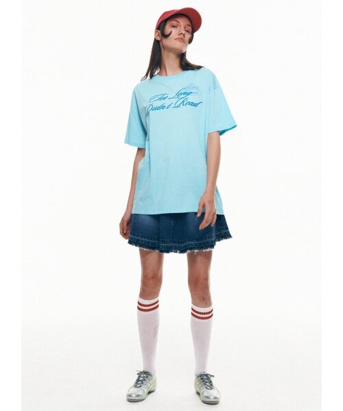 CACELE（カッセル）の「スクリプタイポオーバーサイズTシャツ[ライトブルー]（Tシャツ/カットソー・レディース・その他・FREE）」の2枚目の写真