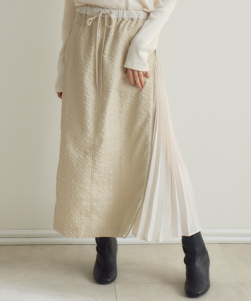 KATHARINE ROSS(キャサリンロス)の「【PILLINI/ピリーニ】サイドZIPジャガードスカート(スカート・レディース・ブラック/ベージュ・FREE)」の1枚目の写真