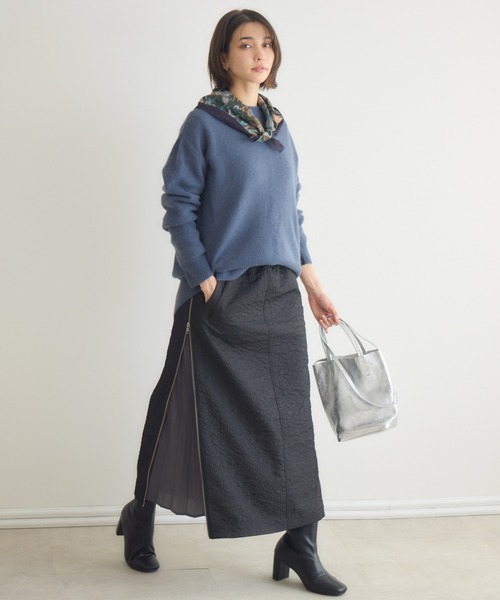 KATHARINE ROSS(キャサリンロス)の「【PILLINI/ピリーニ】サイドZIPジャガードスカート(スカート・レディース・ブラック/ベージュ・FREE)」の4枚目の写真