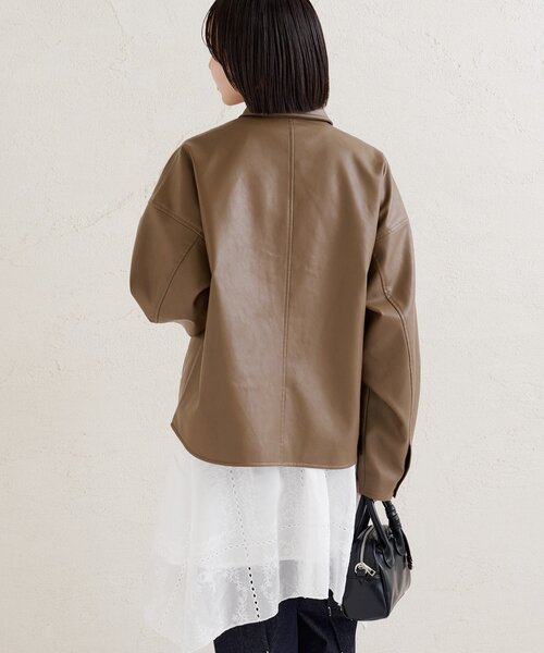 【新品タグ付き】mystic ブルゾンジャケット mystic（ミスティック）の「フェイクレザーブルゾン（その他アウター