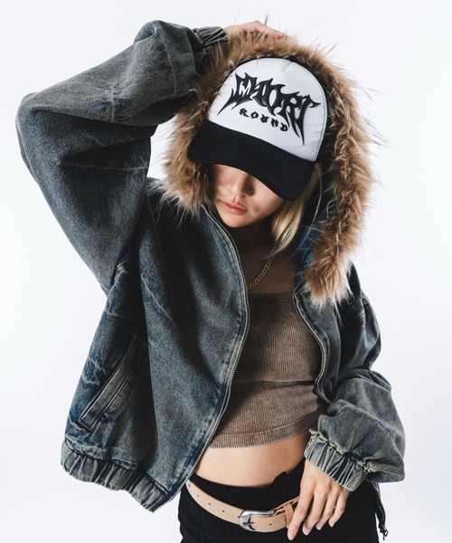 SHORT ROUND（ショートラウンド）の「SHORT ROUND/【26年春夏新作】ファーフードスラッシュデニムブルゾン（ブルゾン・メンズ・ブラック/インディゴブルー/グレー・MEDIUM/LARGE）」の3枚目の写真