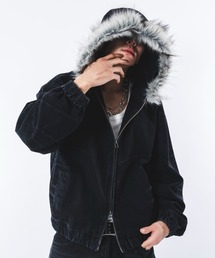 SHORT ROUND | SHORT ROUND/【26年春夏新作】ファーフードスラッシュデニムブルゾン(ブルゾン)