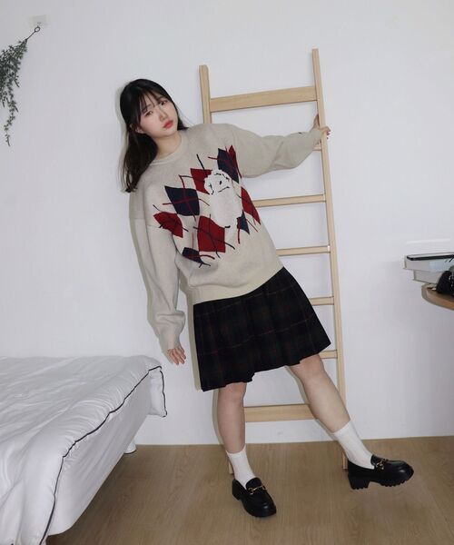WaiKei(ワイケイ)の「マルチーズ アーガイル クルーネック ニット オートミール(ニット/セーター・レディース・その他・2/1)」の7枚目の写真