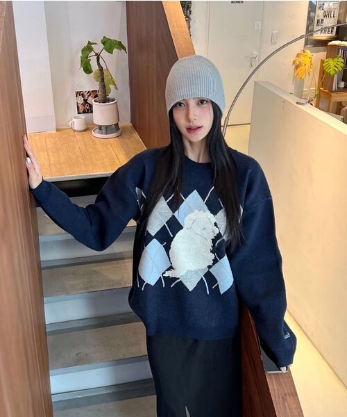 WaiKei(ワイケイ)の「マルチーズ アーガイル クルーネック ニット オートミール(ニット/セーター・レディース・その他・2/1)」の10枚目の写真