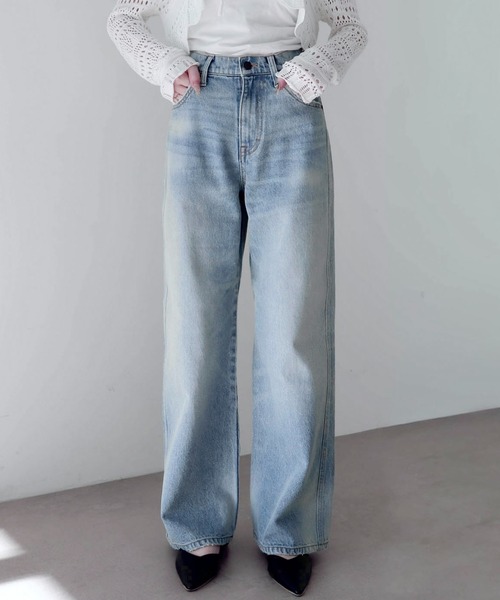 WEGO(ウィゴー)の「WEGO/【26年春夏新作】ストレートデニムパンツ(デニムパンツ・レディース・ライトインディゴブルー/スカイブルー/コバルトブルー/インディゴブルー/ブラック系2/ブラック系3/ブラック系その他・X-SMALL/SMALL/MEDIUM/LARGE)」の4枚目の写真