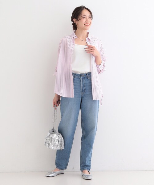 SHOO・LA・RUE（シューラルー）の「【SHOO・LA・RUE DENIM】大人のきれいめカジュアルに デニムテーパードパンツ（デニムパンツ・レディース・ネイビー/オフホワイト/ブルー・01/02/03/04/10）」の12枚目の写真