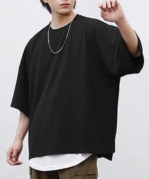 MinoriTY | 【MinoriTY】6分袖&長袖 柔らか梨地素材スーパービッグシルエットドルマンスリットトレーナー ロンT カットソー メンズ 半袖 春服 オーバーサイズ ルーズフィット(Tシャツ/カットソー)