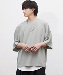 【MinoriTY】6分袖&長袖 柔らか梨地素材スーパービッグシルエットドルマンスリットトレーナー ロンT カットソー メンズ 半袖 春服 オーバーサイズ ルーズフィット