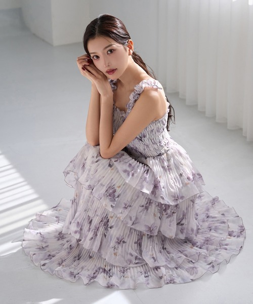 Seemi. byNICECLAUP( シーミーバイナイスクラップ)の「【Seemi.】シャーリング細プリーツワンピース(ワンピース・レディース・ブラック系その他/パープル系その他/アイボリー・FREE)」の3枚目の写真