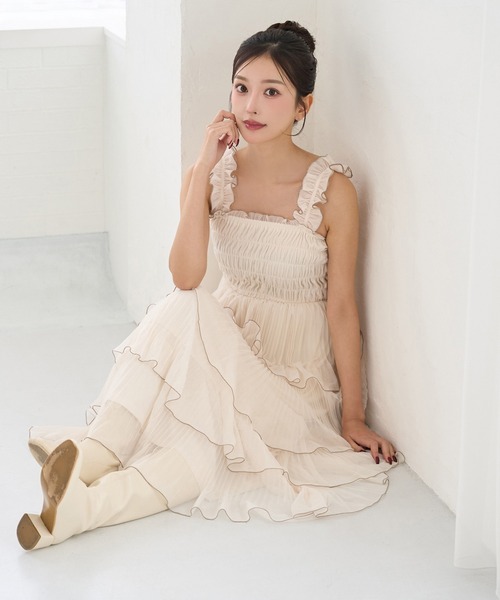 Seemi. byNICECLAUP( シーミーバイナイスクラップ)の「【Seemi.】シャーリング細プリーツワンピース(ワンピース・レディース・ブラック系その他/パープル系その他/アイボリー・FREE)」の13枚目の写真