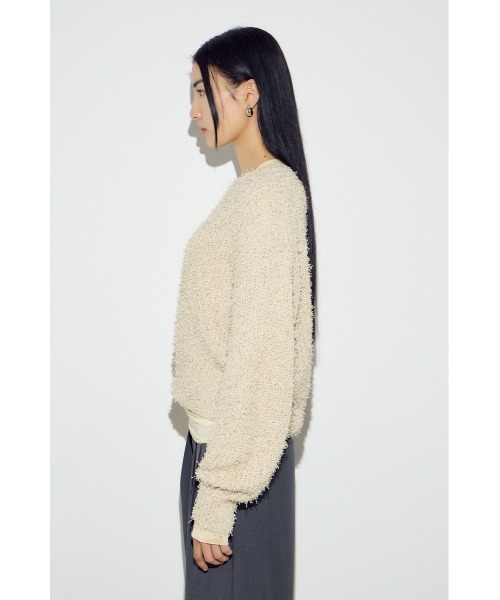 AZUL by moussy(アズールバイマウジー)の「カールヤーンクルーネックニット(ニット/セーター・レディース・ライトイエロー/アイボリー/ブラウン・SMALL/MEDIUM)」の9枚目の写真