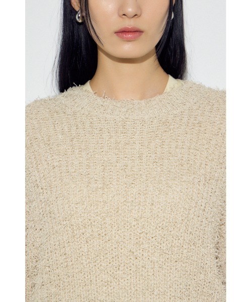 AZUL by moussy(アズールバイマウジー)の「カールヤーンクルーネックニット(ニット/セーター・レディース・ライトイエロー/アイボリー/ブラウン・SMALL/MEDIUM)」の11枚目の写真