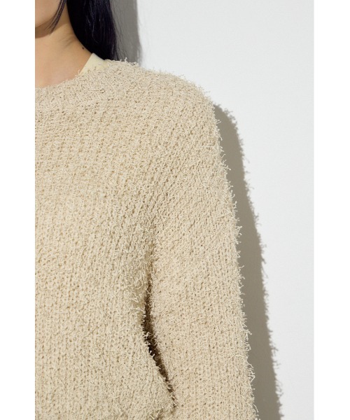 AZUL by moussy(アズールバイマウジー)の「カールヤーンクルーネックニット(ニット/セーター・レディース・ライトイエロー/アイボリー/ブラウン・SMALL/MEDIUM)」の12枚目の写真