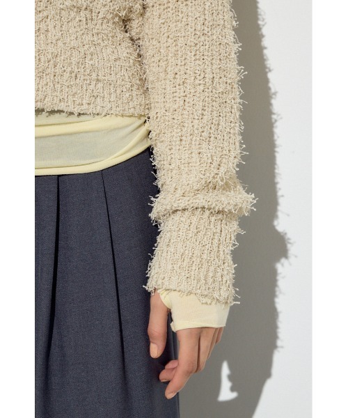 AZUL by moussy(アズールバイマウジー)の「カールヤーンクルーネックニット(ニット/セーター・レディース・ライトイエロー/アイボリー/ブラウン・SMALL/MEDIUM)」の13枚目の写真