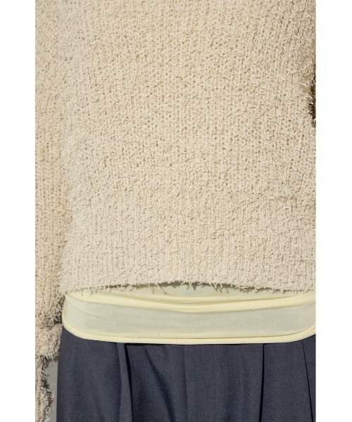 AZUL by moussy(アズールバイマウジー)の「カールヤーンクルーネックニット(ニット/セーター・レディース・ライトイエロー/アイボリー/ブラウン・SMALL/MEDIUM)」の14枚目の写真
