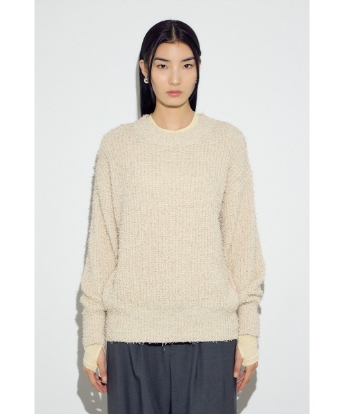 AZUL by moussy(アズールバイマウジー)の「カールヤーンクルーネックニット(ニット/セーター・レディース・ライトイエロー/アイボリー/ブラウン・SMALL/MEDIUM)」の15枚目の写真