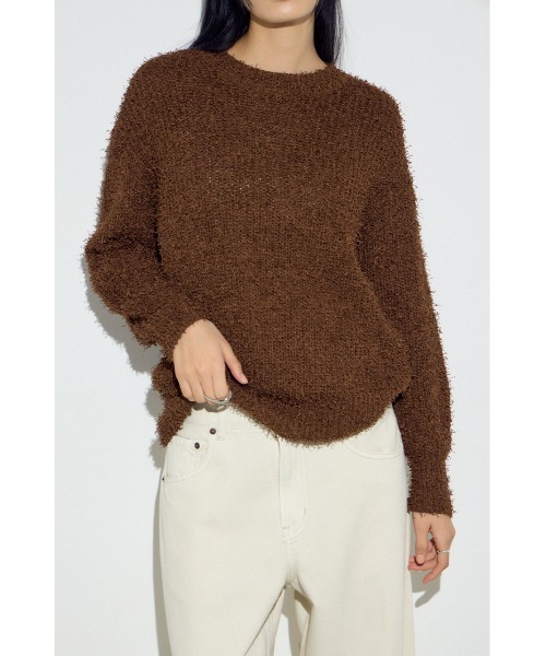 AZUL by moussy(アズールバイマウジー)の「カールヤーンクルーネックニット(ニット/セーター・レディース・ライトイエロー/アイボリー/ブラウン・SMALL/MEDIUM)」の18枚目の写真