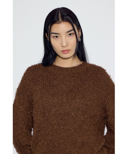 AZUL by moussy(アズールバイマウジー)の「カールヤーンクルーネックニット(ニット/セーター・レディース・ライトイエロー/アイボリー/ブラウン・SMALL/MEDIUM)」の19枚目の写真