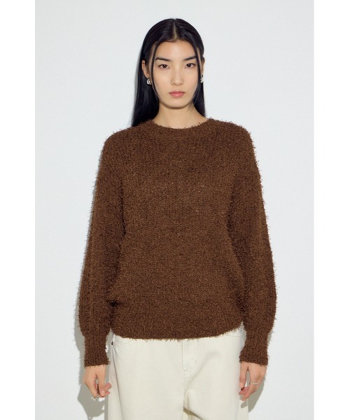 AZUL by moussy(アズールバイマウジー)の「カールヤーンクルーネックニット(ニット/セーター・レディース・ライトイエロー/アイボリー/ブラウン・SMALL/MEDIUM)」の21枚目の写真