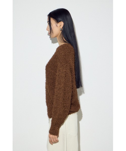 AZUL by moussy(アズールバイマウジー)の「カールヤーンクルーネックニット(ニット/セーター・レディース・ライトイエロー/アイボリー/ブラウン・SMALL/MEDIUM)」の22枚目の写真