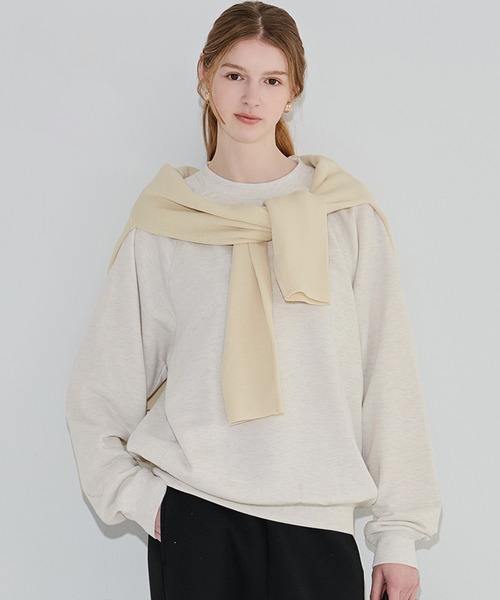 coca（coca）（コカ）の「ポリエステル裏毛ベーシックラグラントレーナー |ユニセックス（スウェット・メンズ・ブラック/ライトグレー/グリーン/オートミール・L/S/XL/M）」の3枚目の写真