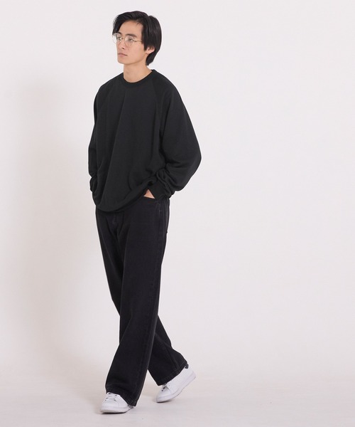 coca（coca）（コカ）の「ポリエステル裏毛ベーシックラグラントレーナー |ユニセックス（スウェット・メンズ・ブラック/ライトグレー/グリーン/オートミール・L/S/XL/M）」の6枚目の写真