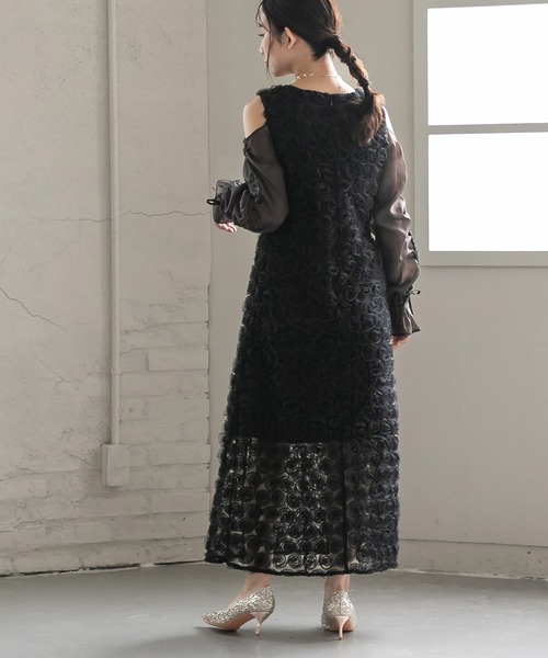 birei（ビレイ）の「ドロストギャザースリーブ×プチローズペンシルドレス（ドレス・レディース・ブラック/ブラック×ホワイト/ブラック×グレー・M）」の15枚目の写真