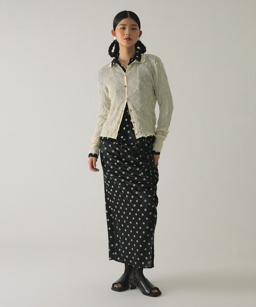 Ray BEAMS（レイビームス）の「ドット クリンクル フリル シャツ（シャツ/ブラウス・レディース・オフホワイト/ブラック・ONE SIZE）」の13枚目の写真