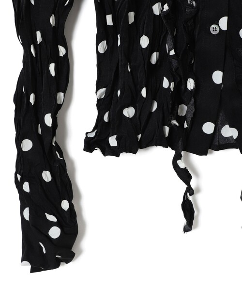 Ray BEAMS（レイビームス）の「ドット クリンクル フリル シャツ（シャツ/ブラウス・レディース・オフホワイト/ブラック・ONE SIZE）」の7枚目の写真