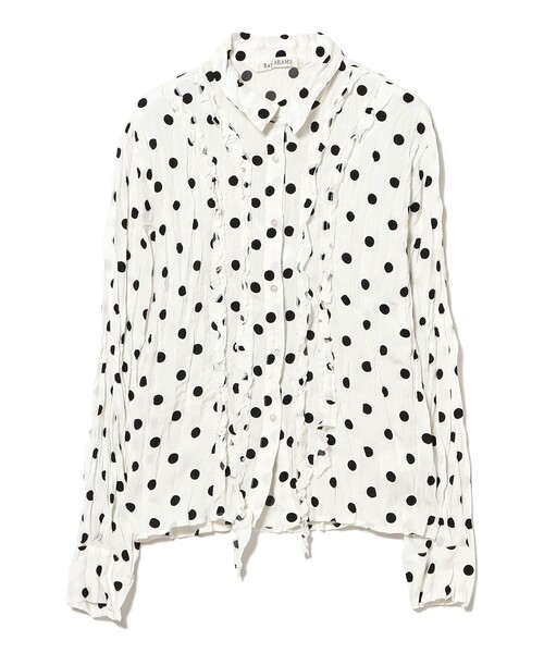 Ray BEAMS（レイビームス）の「ドット クリンクル フリル シャツ（シャツ/ブラウス・レディース・オフホワイト/ブラック・ONE SIZE）」の16枚目の写真