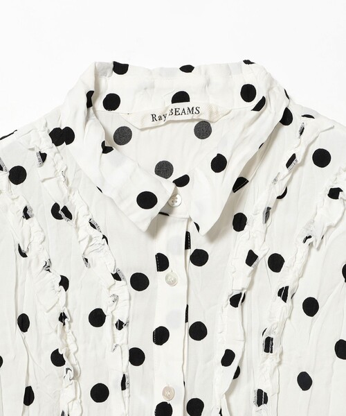 Ray BEAMS（レイビームス）の「ドット クリンクル フリル シャツ（シャツ/ブラウス・レディース・オフホワイト/ブラック・ONE SIZE）」の17枚目の写真