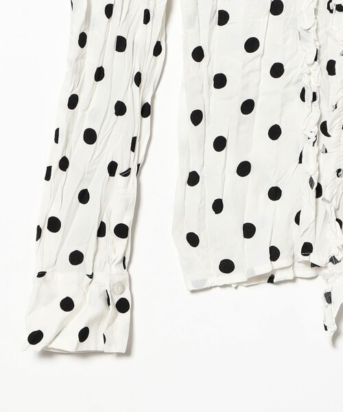 Ray BEAMS（レイビームス）の「ドット クリンクル フリル シャツ（シャツ/ブラウス・レディース・オフホワイト/ブラック・ONE SIZE）」の18枚目の写真