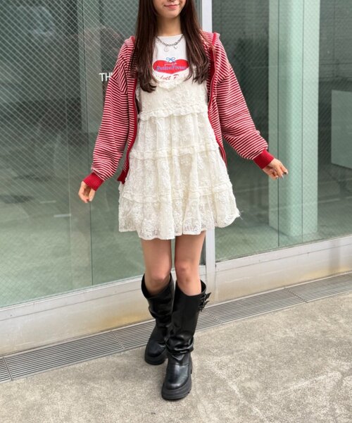 w closet（ダブルクローゼット）の「ハートリボン刺繍Tシャツ（Tシャツ/カットソー・レディース・サックスブルー/グレー/オフホワイト・FREE）」の7枚目の写真