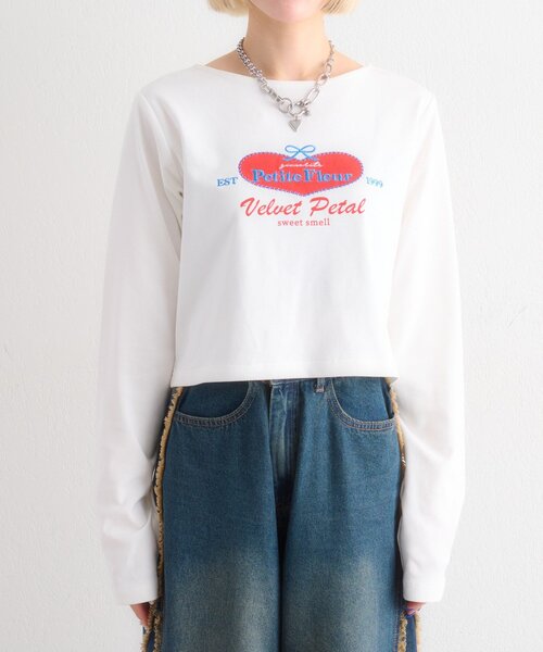 w closet（ダブルクローゼット）の「ハートリボン刺繍Tシャツ（Tシャツ/カットソー・レディース・サックスブルー/グレー/オフホワイト・FREE）」の8枚目の写真