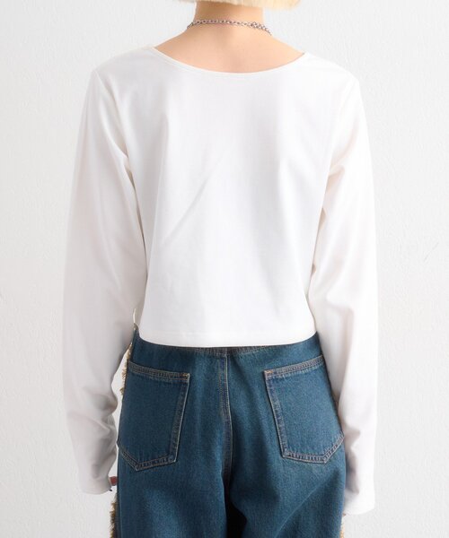 w closet（ダブルクローゼット）の「ハートリボン刺繍Tシャツ（Tシャツ/カットソー・レディース・サックスブルー/グレー/オフホワイト・FREE）」の10枚目の写真