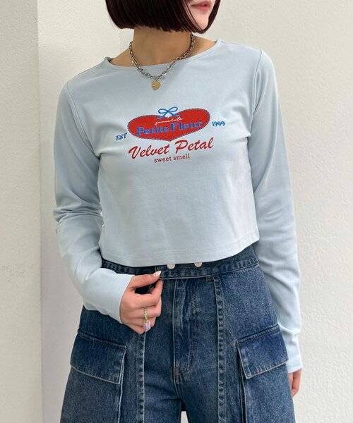 w closet（ダブルクローゼット）の「ハートリボン刺繍Tシャツ（Tシャツ/カットソー・レディース・サックスブルー/グレー/オフホワイト・FREE）」の17枚目の写真