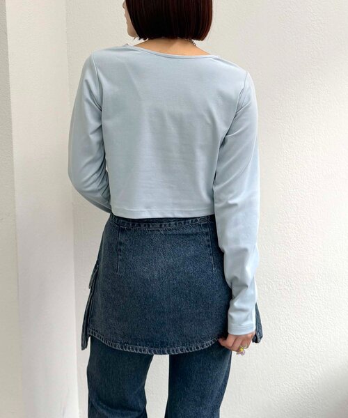 w closet（ダブルクローゼット）の「ハートリボン刺繍Tシャツ（Tシャツ/カットソー・レディース・サックスブルー/グレー/オフホワイト・FREE）」の19枚目の写真