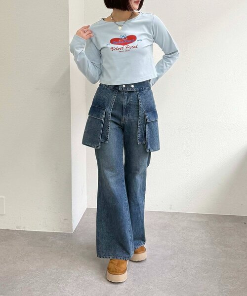 w closet（ダブルクローゼット）の「ハートリボン刺繍Tシャツ（Tシャツ/カットソー・レディース・サックスブルー/グレー/オフホワイト・FREE）」の21枚目の写真